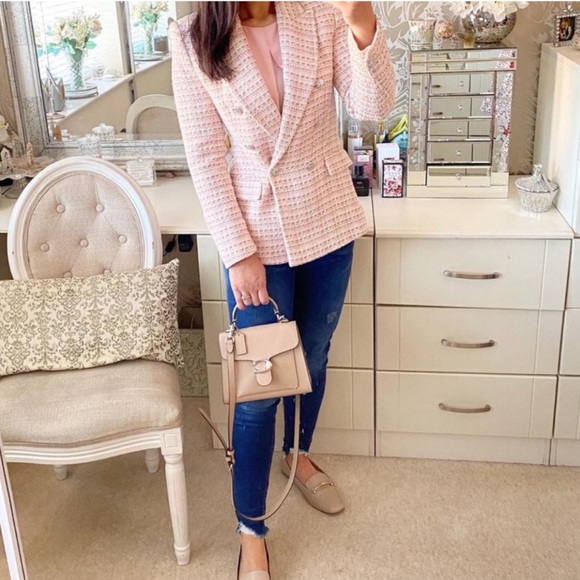 Zara Pink Tweed Blazer - Picture 9 of 13